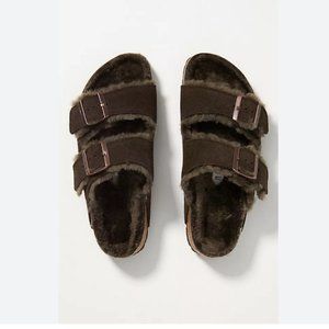 Anthropologie x Birkenstock Shearling Lined Arizona Sandals 5.5 - NIB